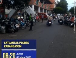 Ciptakan Ketertiban dan Kelancaran Arus Lalulintas, Sat Lantas Polres Karangasem Laksanakan Binluh di Pasar Tradisional, Jalan Kesatrian Amlapura