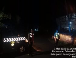 Jaga Kamtibmas Tetap Kondusif, Polsek Bebandem Gelar Blue Light Patrol Hingga Dini Hari