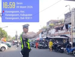 Pos Sore, Satlantas Polres Karangasem Laksanakan Pengaturan di Pasar Senggol Jalan Gajah Mada Amlapura