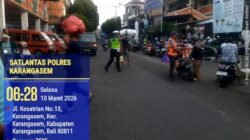 Personil Dikyasa Lantas Polres Karangasem Lakukan Hatur Lalin, di Pasar Amlapura