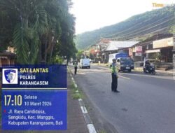 Satlantas Polres Karangasem Berikan Himbauan, kepada Para Supir Tidak Parkir Truk Sembarangan di Obyek Wisata Candidasa