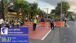 Ciptakan Situasi Kondusif, Satlantas Polres Karangasem Berikan Pengamanan Pawai Ogoh-Ogoh di Jalan Veteran