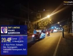 Sat Lantas Polres Karangasem Laksanakan Pengaturan Lalulintas Pada Malam Hari