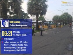 Pastikan Car Free Day Berjalan Aman dan Lancar, Sat Lantas Polres Karangasem Amankan Jalur Car Free Day di Jalan Veteran