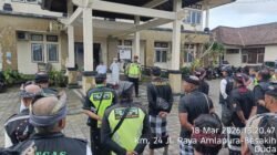 Kapolsek Selat Pimpin Apel yang Diikuti oleh Berbagai Unsur Terkait, dalam Pengamanan Pawai Ogoh-Ogoh Nyepi 2026