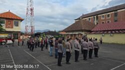 Sipropam Polres Karangasem Lakukan Pengawasan dan Absensi Kehadiran Personil, saat Apel Pam di Kawasan Obyek Wisata