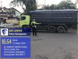 Satlantas Polres Karangasem Berikan Himbauan kepada Sopir Truk, tidak Parkir Sembarangan di Kawasan Obyek Wisata Candidasa