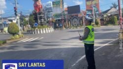 Ciptakan Ketertiban dan Kelancaran Arus Lalulintas, Personil Sat Lantas Lakukan Gatur Pagi di Ktl 1 Subagan