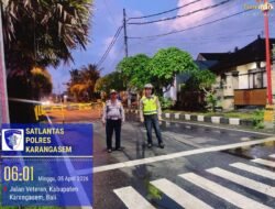 Pastikan Car Free Day Berjalan Aman dan Lancar, Sat Lantas Polres Karangasem Amankan Jalur Jalan Veteran