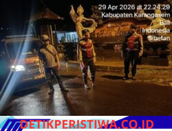 Ciptakan Rasa Aman Malam Hari, Polsek Bebandem Gelar Blue Light Patrol Sasar Pemukiman Padat Desa Sibetan
