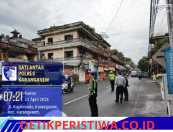 Sat Lantas Polres Karangasem Amankan Acara Perpisahan SMA 3 Amlapura, di depan UKM Center