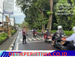 Rutinitas Personel Satsamapta Polres Karangasem Laksanakan Strong Point Pagi di Jalan Ngurah Rai, Amlapura