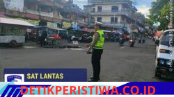 Rutinitas Satlantas Polres Karangasem Atensi Pos Sore dan Gatur Lalin, di Depan Pasar Senggol Jalan Gajah Mada Amlapura