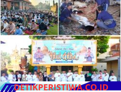 Suasana Damai Penuh Kebersamaan dalam Pelaksanaan Sholat Idul Adha, di Mapolda Bali