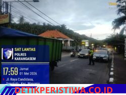 Cegah Lakalantas, Satlantas Polres Karangasem Berikan Himbauan kepada Sopir Truk, Tidak Parkir Sembarangan di Kawasa Obyek Wisata Candidasa