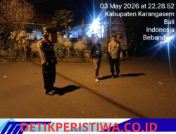 Jaga Kondusivitas Malam Hari, Polsek Bebandem Gelar Blue Light Patrol di Pemukiman Padat Penduduk