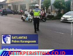 Wujudkan Arus Lalin Aman Lancar Terkendali, Personil Lantas Lakukan  Gatur Lalin di BTN Taman Asri Karangasem 