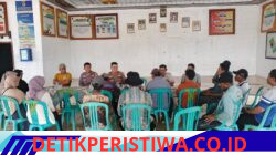 Kapolsek Mesuji Timur Bersama Anggota Melaksan Kan Mitigasi Dengan Perangkat Desa Serta Tokoh Agama Dan Tokoh Masyarakat Pasca Terjadinya Tindak Pidana Pengrusakan Dan Pembakaran Pondok Pesantren Di Desa Tanjung Mas Jaya