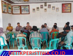 Kapolsek Mesuji Timur Bersama Anggota Melaksan Kan Mitigasi Dengan Perangkat Desa Serta Tokoh Agama Dan Tokoh Masyarakat Pasca Terjadinya Tindak Pidana Pengrusakan Dan Pembakaran Pondok Pesantren Di Desa Tanjung Mas Jaya