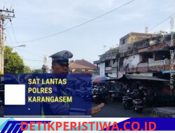 Rutinitas Satlantas Polres Karangasem Lakukan Pos Sore dan Gatur Lalin, di Depan Pasar Senggol Jalan Gajah Mada Amlapura