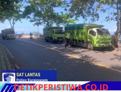 Cegah Lakalantas, Satlantas Polres Karangasem Himbau Sopir Truk Tidak Parkir Sembarangan di Kawasan Obyek Wisata Candidasa