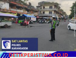 Rutinitas Satlantas Polres Karangasem, Lakukan Pos Sore dan Gatur Lalin di Depan Pasar Senggol Jalan Gajah Mada Amlapura