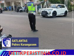 Anggota Lantas Polres Karangasem Laksanakan Gatur Pagi, di Simpang Tiga BTN Taman Asri Karangasem
