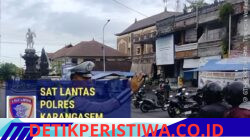 Rutinitas Pos Sore Satlantas Polres Karangasem, Lakukan Gatur Lalin di Depan Pasar Senggol Jalan Gajah Mada Amlapura