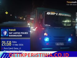 Cegah Lakalantas, Satlantas Polres Karangasem Himbau Para Sopir Truk Tidak Parkir di Bahu Jalan