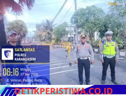 Pastikan Car Free Day Aman dan Lancar, Sat Lantas Polres Karangasem Amankan Jalur di Jalan Veteran