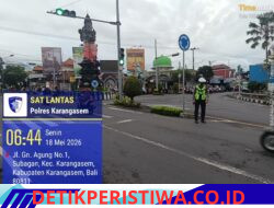 Jaga Ketertiban dan Kelancaran Arus Lalulintas, Personil Lantas Lakukan Gatur Pagi di Ktl 1 Subagan