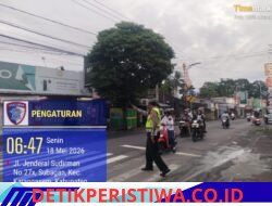 Rutinitas Anggota Lantas Polres Karangasem Laksanakan Gatur Pagi di Simpang Tiga BTN Taman Asri Karangasem