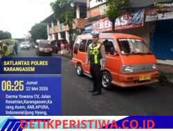 Sat Lantas Lakukan Gatur Lalin di Pasar Amlapura, Berikan Pemahaman Tertib Berlalulintas kepada Masyarakat 