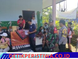 Bhabinkamtibmas Desa Talibeng Berikan Pengamanan Kegiatan Bulan Bhakti Gotong Royong Masyarakat, di TK Widya Kumara Desa Talibeng