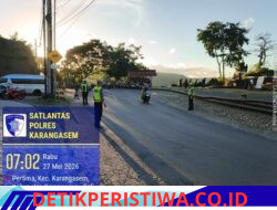 Dengan Sepenuh Hati, Satuan Lalulintas Polres Karangasem Lakukan Gatur Lalin di Depan Pura Gumang Desa adat Bugbug