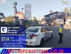 Rutinitas Pagi, Unit Turjawali Sat Lantas Lakukan Gatur Lalin di Pos 3 Patung Salak Jasri