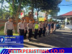 Masa Pergantian Tugas Piket Jaga di Mako, Sat Lantas Polres Karangasem Ikuti Apel Serah Terima Tugas Jaga