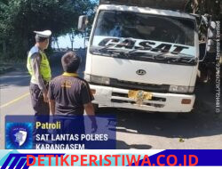 Cegah Lakalantas di Kawasan Wisata, Satlantas Polres Karangasem Berikan Himbauan Tidak Parkir Truk Sembarangan di Kawasan Wisata Candidasa