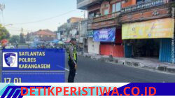 Tekan Angka Lakalantas, Satlantas Polres Karangasem Lakukan Gatur Lalin di Pasar Senggol Jalan Gajah Mada Amlapura pada Sore hari