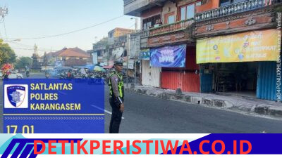 Tekan Angka Lakalantas, Satlantas Polres Karangasem Lakukan Gatur Lalin di Pasar Senggol Jalan Gajah Mada Amlapura pada Sore hari