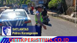 Pastikan Kelancaran Arus Lalulintas, Sat Lantas Polres Karangasem Laksanakan Patroli Barcode di Jalan Diponogoro