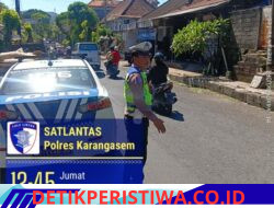 Pastikan Kelancaran Arus Lalulintas, Sat Lantas Polres Karangasem Laksanakan Patroli Barcode di Jalan Diponogoro