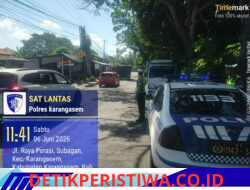 Cegah Lakalantas, Satlantas Polres Karangasem Berikan Himbauan Tidak Parkir Truk Sembarangan di Kawasan Obyek Wisata Candidasa