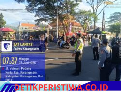 Sat Lantas Polres Karangasem Amankan Jalur Car Free Day di Jalan Veteran