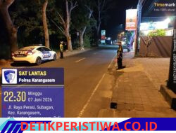 Rutinitas Satlantas Laksanakan Patroli Blue Light dalam Menjaga Kamseltibcarlantas di Wilkum Polres Karangasem