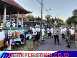 Sinergitas Bhabinkamtibmas dan Babinsa Desa Kertha Buana, Berikan Pengamanan Kegiatan Melasti di Pura Agung Pasek Toh Jiwa