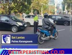 Rutinitas Pos Sore Satlantas Polres Karangasem, Lakukan Gatur Lalin di Pasar Senggol Jalan Gajah Mada Amlapura