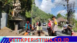 Bhabinkamtibmas Desa Duda Monitoring Pengerjaan Proyek, Perbaikan Jalan Selat-Sidemen