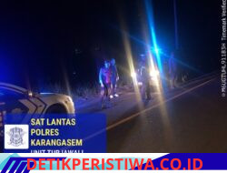 Unit Turjagwali Polres Karangasem Gelat Patroli Blue Light Patrol, Berikan Himbauan Sopir Truk tidak Sembarangan Parkir