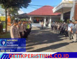 Awali dan Akhiri Pelaksanaan Tugas Piket Jaga, Anggota Lantas Polres Karangasem Laksanakan Apel Serah Terima Tugas Jaga